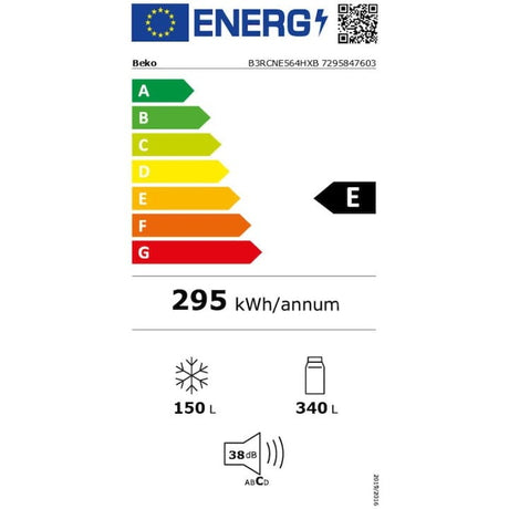 Beko Combina frigorifica Combina frigorifica Beko B3RCNE564HXB | 490L, Clasa E, No Frost, Metal Look, 70x74.5x192cm