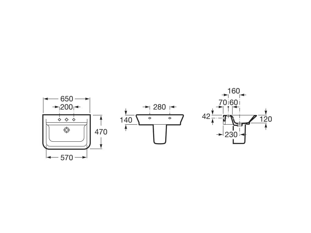 Roca Lavoar Lavoar Roca The Gap A327473000 | 650x470mm, Montare Perete, Portelan