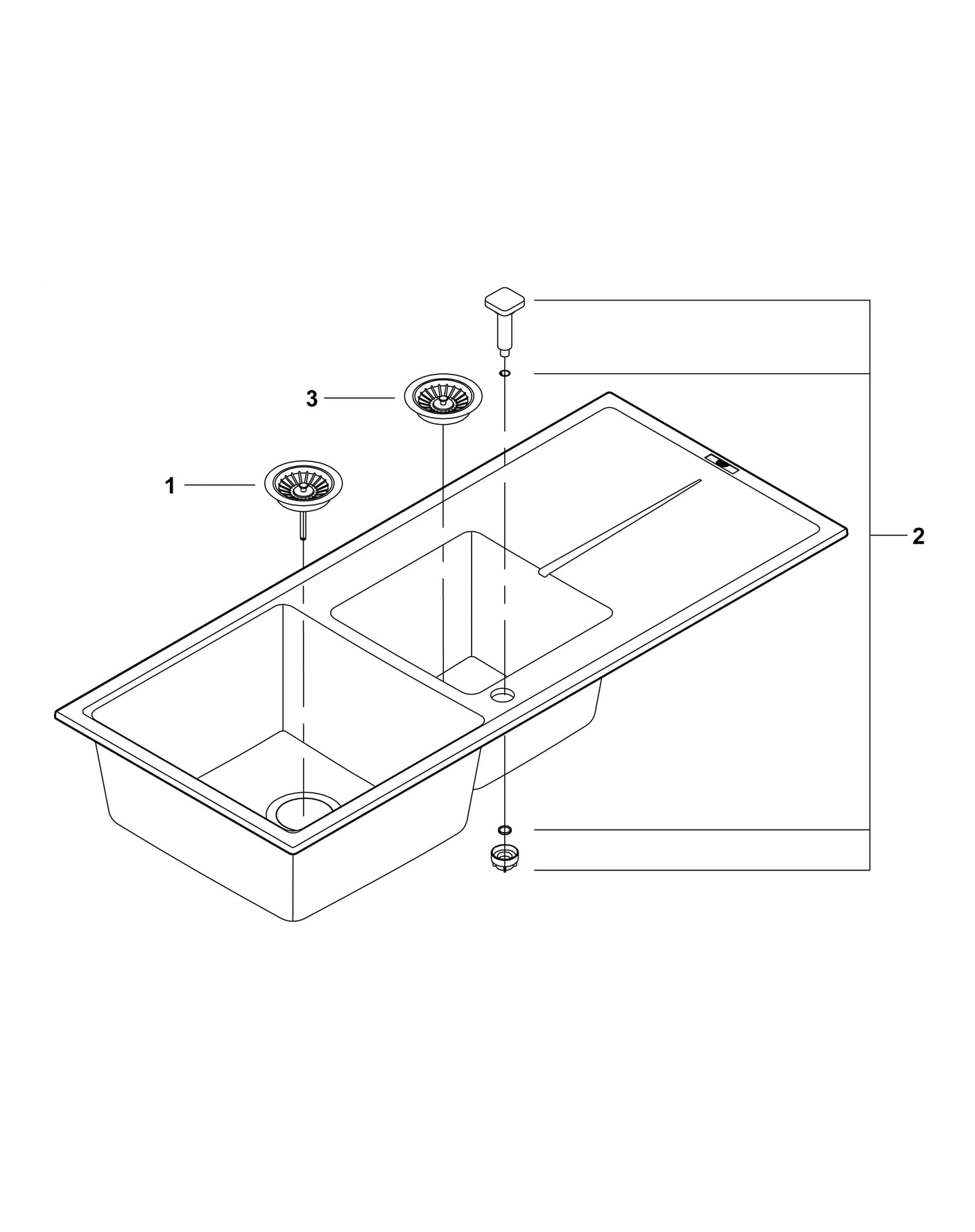 Grohe Chiuveta bucatarie Chiuveta Grohe K400 31643AP0 | 116x50cm, 2 Boluri, Granit Negru