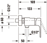 Duravit Baterie dus Duravit, B.1 Single lev.shower mix.exposed, monocomanda, aparenta, cartus ceramic, crom