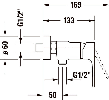 Duravit Baterie dus Duravit, B.1 Single lev.shower mix.exposed, monocomanda, aparenta, cartus ceramic, crom