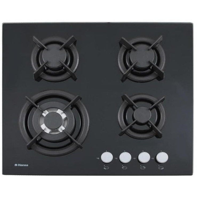 Hansa Plita incorporabila Plita Incorporabila Hansa BHKS6113 | 60cm, Gaz, 4 Arzatoare, WOK, Sticla Neagra, 60x52cm