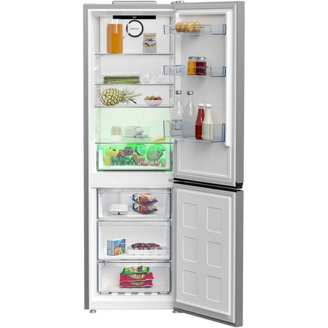 BEKO Combina frigorifica Beko, 316l, Clasa C, No Frost, Compresorul ProSmart Inverter, Display, AeroFlow, HarvestFresh, Metal look