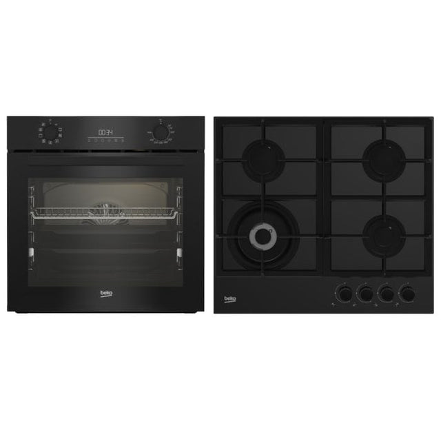 Beko Pachet built in Pachet Built In Beko BBSM17330BCS | Cuptor Electric A+, Plita Gaz, Wok, Negru
