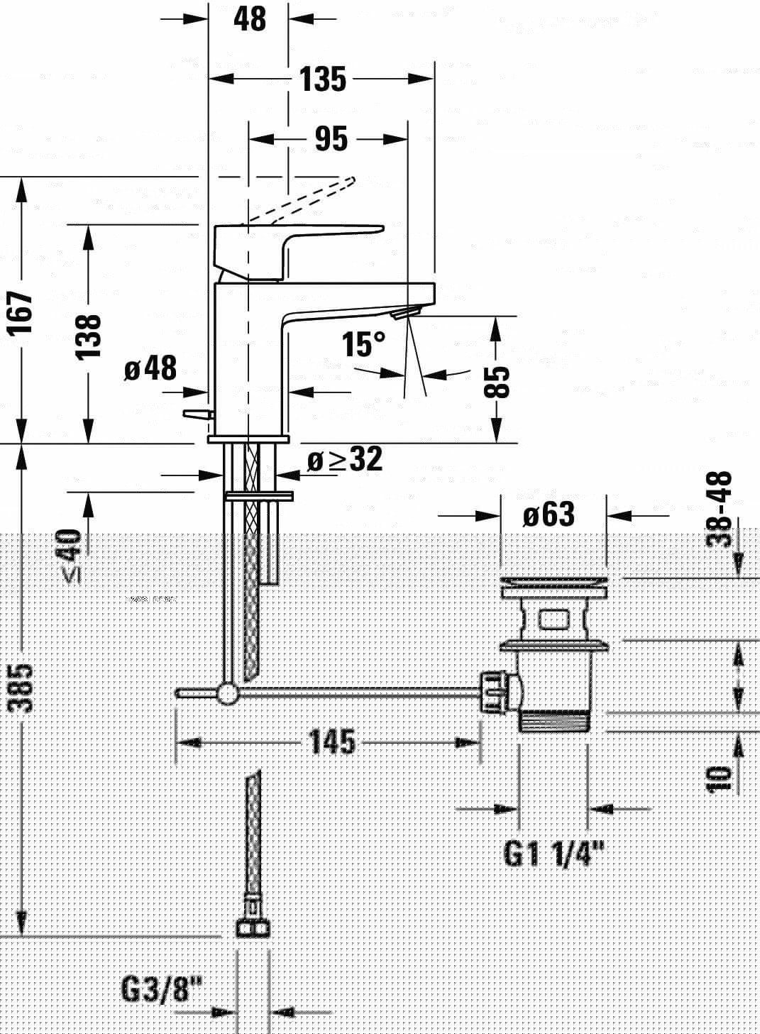 Duravit Baterie lavoar Duravit, Manhattan single lever bas. mixer S with pull-rod, monocomanda, marime S, cartus ceramic, set evacuare cu tija, crom