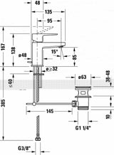 Duravit Baterie lavoar Duravit, Manhattan single lever bas. mixer S with pull-rod, monocomanda, marime S, cartus ceramic, set evacuare cu tija, crom