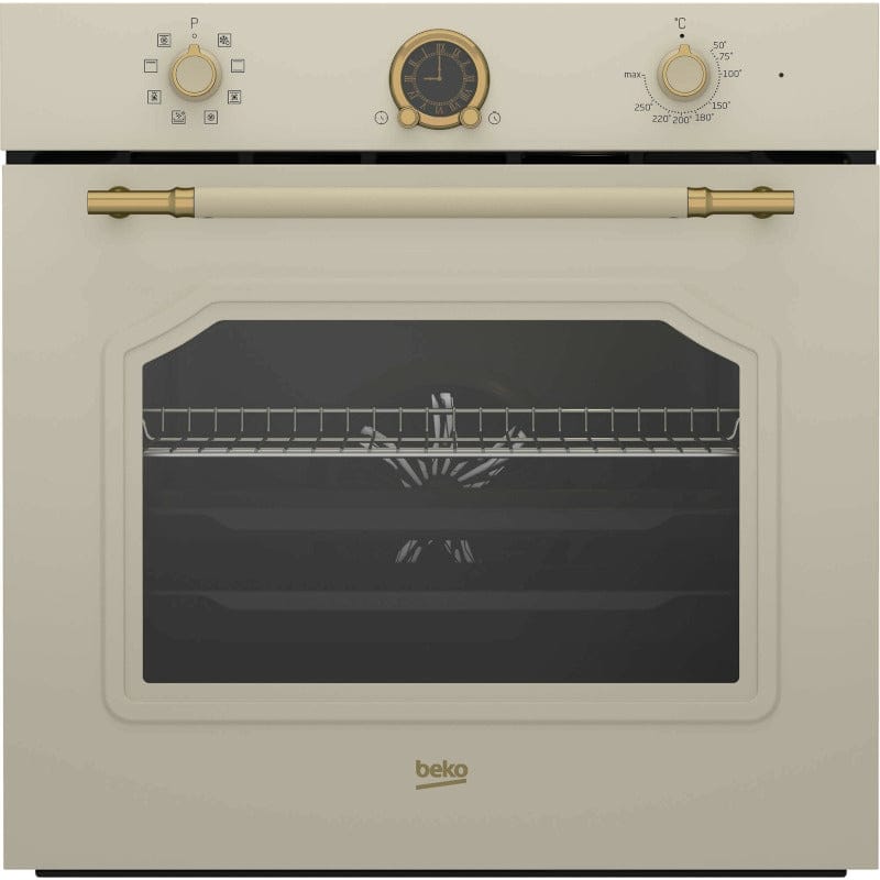 Beko Cuptor incorporabil Cuptor Incorporabil Beko RBIM19200CD | 72L, Clasa A, 8 Programe, Retro Crem, 59.4x56.7x59.5cm