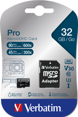 Verbatim Pro microSDHC U3 32GB with adapter