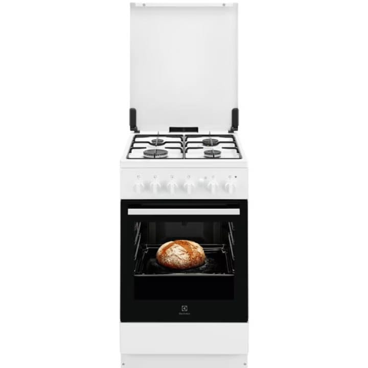 Electrolux Aragaz Aragaz Electrolux LKG504015W | Gaz, 4 arzatoare, 50 cm, Grill electric