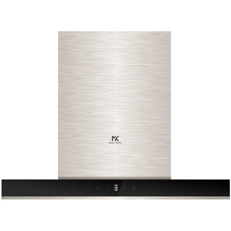 Master Kitchen Hota T-shape Master Kitchen, design sticla neagra + inox, latime 90cm, clasa A, control slide touch, putere 800m3/h, 3 filtre aluminiu