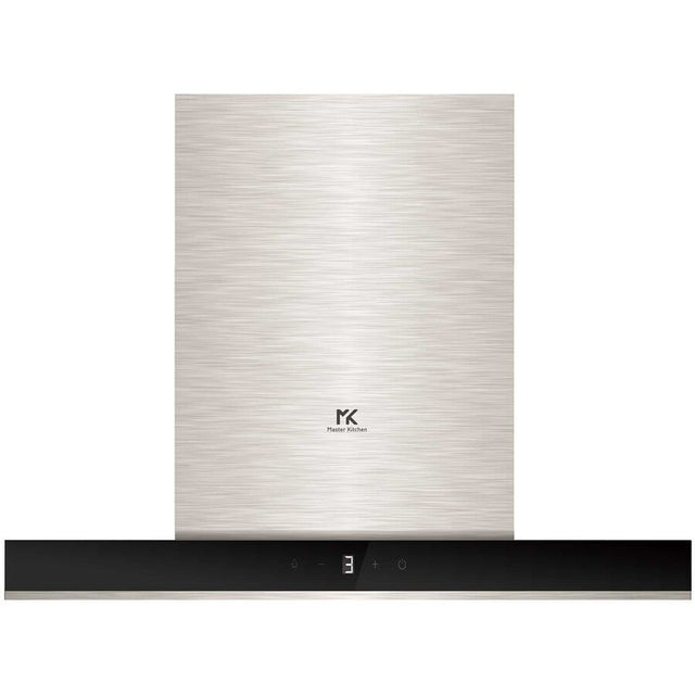 Master Kitchen Hota T-shape Master Kitchen, design sticla neagra + inox, latime 90cm, clasa A, control slide touch, putere 800m3/h, 3 filtre aluminiu