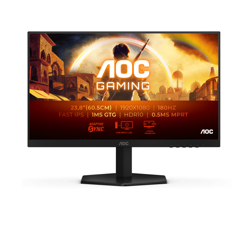 AOC Monitor AOC 24" 24G42E, Diagonal (inch): 24, Diagonal (cm): 60.96, Aspect ratio: 16:9, Panel: IPS, Resolution: 1920x1080, Refresh Rate: 180Hz, Response time GtG: 1ms, Response time MPRT: 0.5ms, Bright