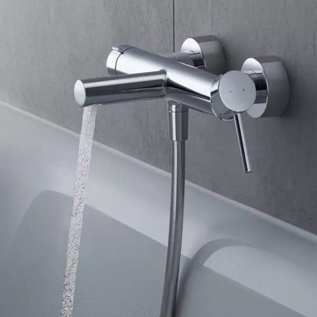 Duravit Baterie cada Duravit, Circle single lever bath mixer exposed installation, monocomanda, aparenta, cartus ceramic, diverter, crom