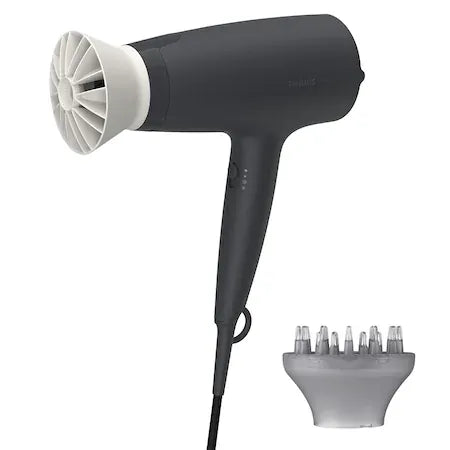 Philips Uscator de par Philips, 1600W, accesoriu Thermo Protect, 3 setari de viteza/temperatura, difuzor, Negru