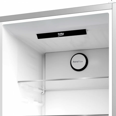 BEKO Combina frigorifica Beko, 316l, Clasa C, No Frost, Compresorul ProSmart Inverter, Display, AeroFlow, HarvestFresh, Metal look