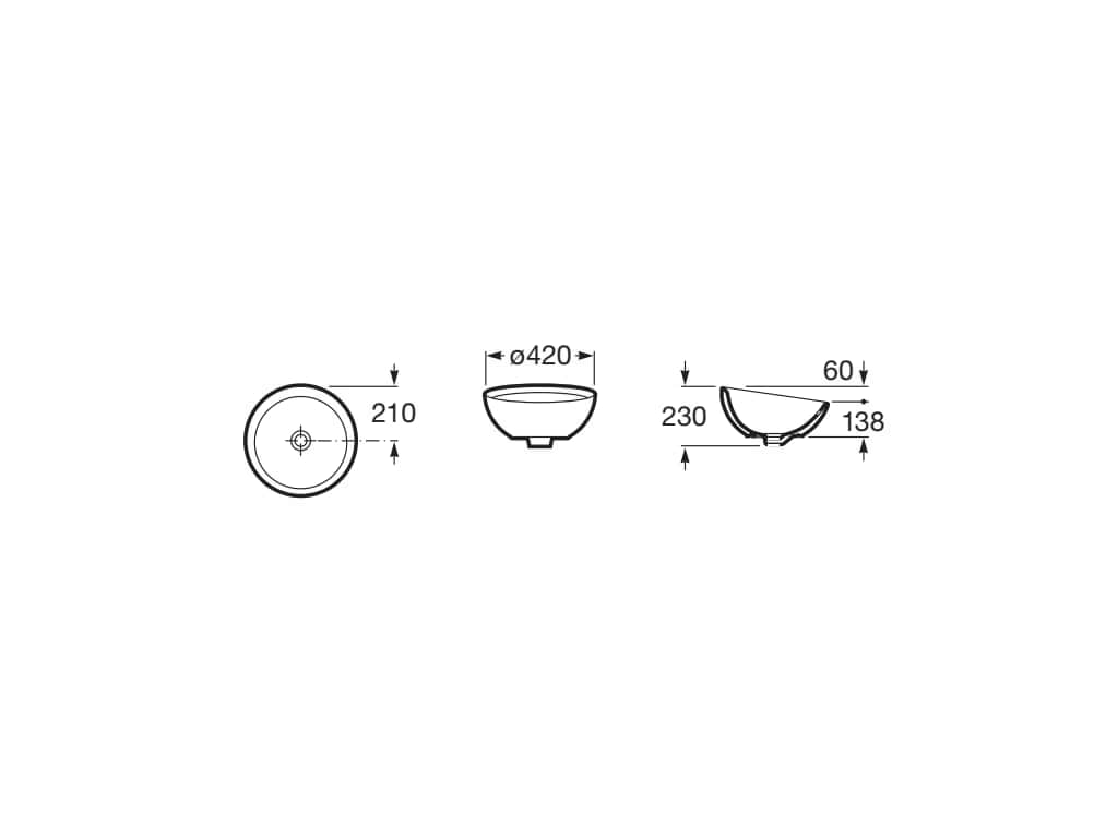 Roca Lavoar Lavoar Roca A327876000 | Gama Bol, 42cm, Rotund, Montare Blat, Alb
