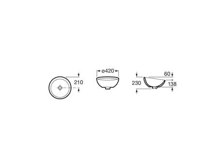 Roca Lavoar Lavoar Roca A327876000 | Gama Bol, 42cm, Rotund, Montare Blat, Alb