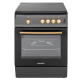 NobeLTek Cooking Aragaz Nobeltek, 60x60, plita si cuptor gaz, grill, aprindere electrica, iluminare cuptor, gratare din fonta, echipat cu diuze GPL, diuze GN de schimb, capac tabla, negru mat