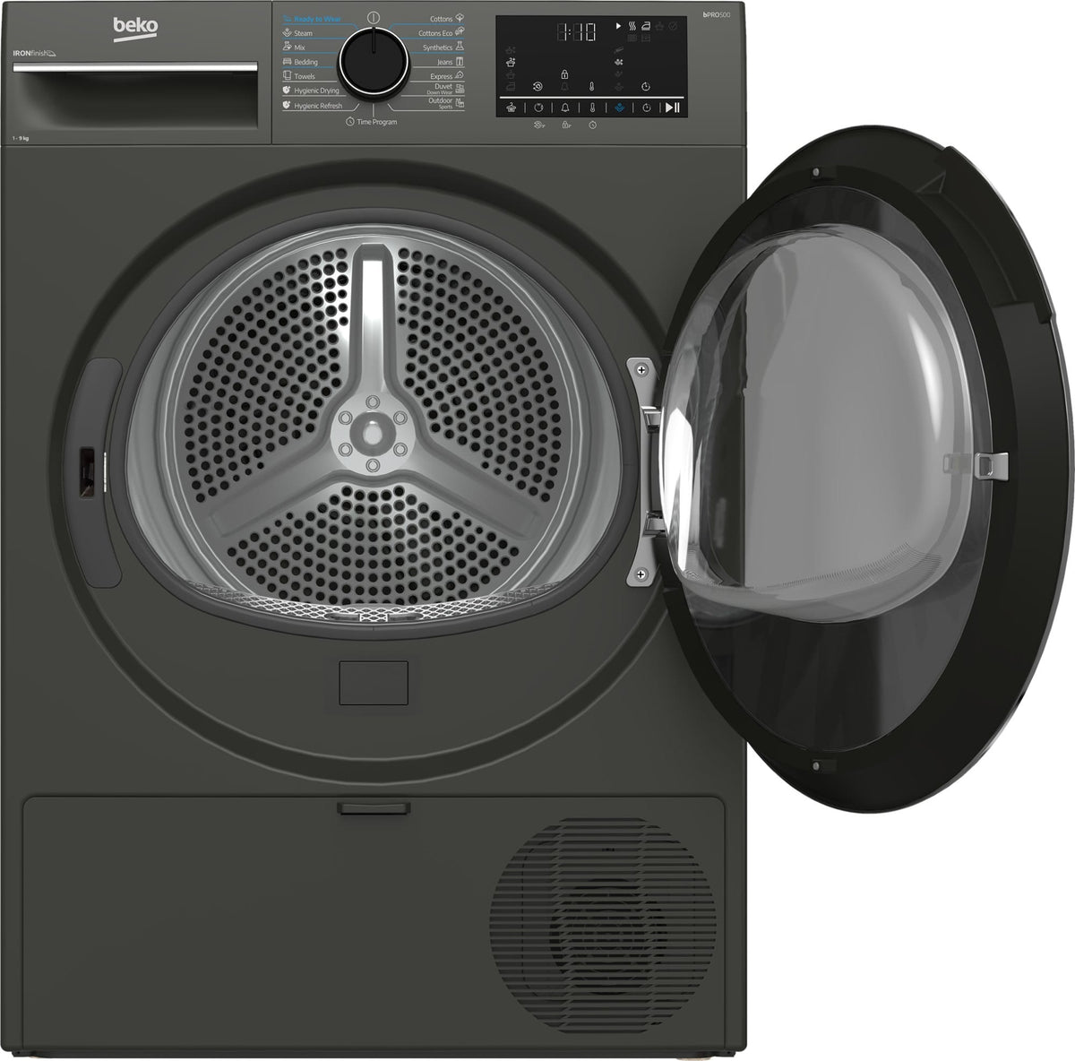 Beko Uscator de rufe Uscator de rufe Beko B3T49233MEU | 9kg, Pompa de caldura, Clasa D, 15 programe, Manhattan Grey