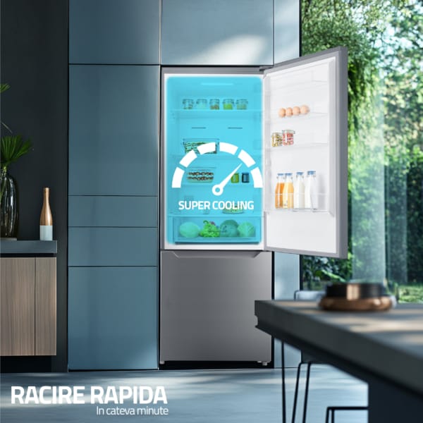 Samus Combina frigorifica Combina frigorifica Samus SCX755NFE | 450L, No Frost, Clasa E, Inox