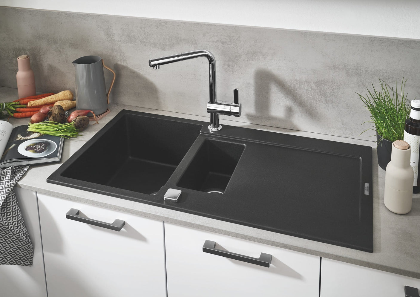 Grohe Chiuveta bucatarie Chiuveta Grohe K500 31646AP0 | 1000x500mm, 2 Boluri, Granit Negru