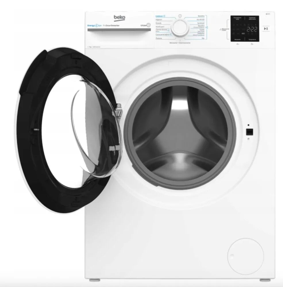 Masina de spalat rufe Beko, 7kg, 1000rpm, Clasa A, EnergySpin, Motor ProSmart Inverter, 15 programe, SteamCure, display, alb