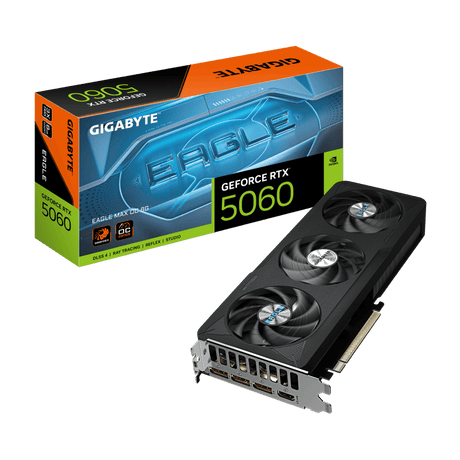 GIGABYTE Placa Video GIGABYTE GEFORCE RTX 5060 EAGLE MAX OC 8GB GDDR7 128 bit, pcie 5.0, 3x DP 1x HDMI