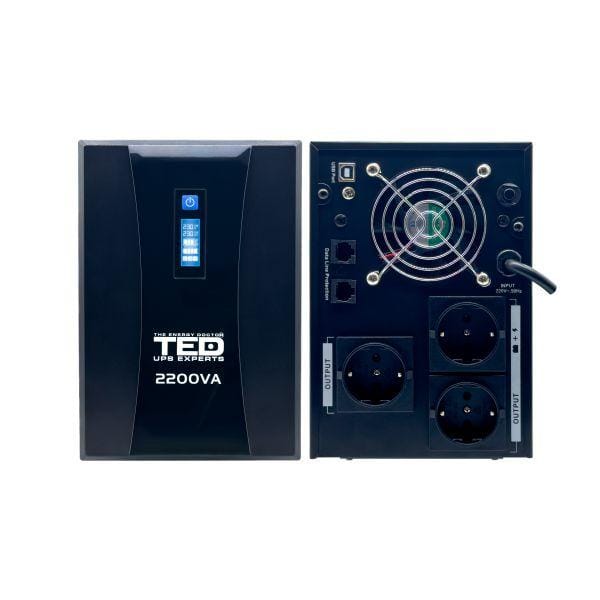 PC-Doc.ro Stabilizator tensiune UPS TED Electric DZ088402 | 2200VA, 1200W, Line Interactive, AVR, 3 prize Schuko