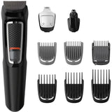 Philips Aparat de tuns barba si parul 9 in 1 Philips Multigroom, Lameac cu ascutire, Acumulator, 6 piepteni par fata si cap, Negru
