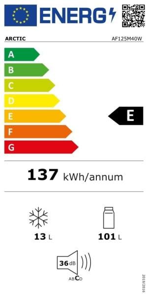 ARCTIC Frigider Frigider Arctic AF125M40W | 114L, 84cm, Clasa E, Garden Fresh, White, 54x59x84cm