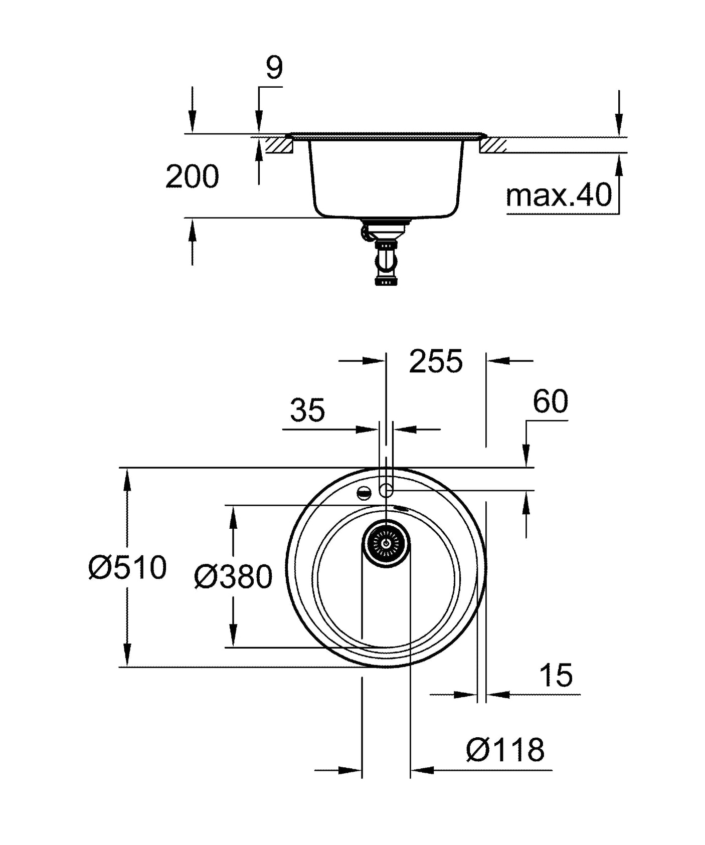 Grohe Ustensile de bucatarie profesionale Chiuveta Bucatarie Grohe 31656AP0 | K200, 1 Cuva, Compozit Quartz, Negru