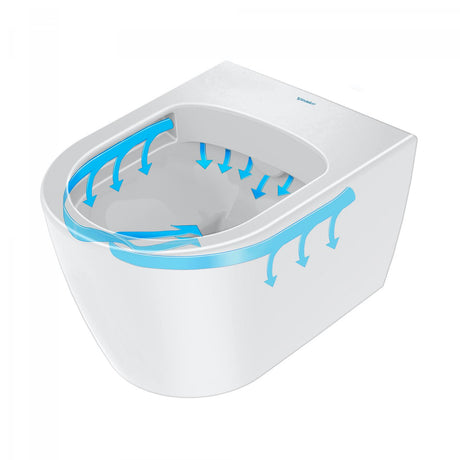 Duravit Vas wc + capac Duravit, Toil.set wm HyFl. Soleil by Starck 54cm,whiteHYG,rotary fl.,Dfix,w.s&c, suspendata, evacuare orizontala, cu capac, soft close, hygieneglaze