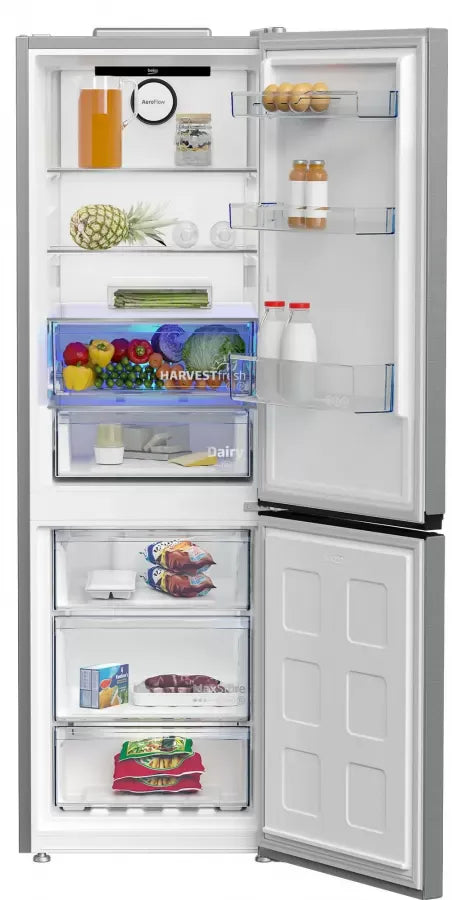 Beko Combina frigorifica Combina frigorifica Beko B3RCNA364HXB1 | 367L, AeroFlow, HarvestFresh, E, Metal Look, 59.5x66.3x186.5cm