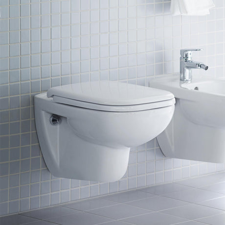 Duravit Vas wc + capac Duravit, Toilet-set w/m D-Code rimless washdown model, incl.s&c, w.SC, suspendat, evacuare orizontala, cu capac (0067390000), soft close, alb
