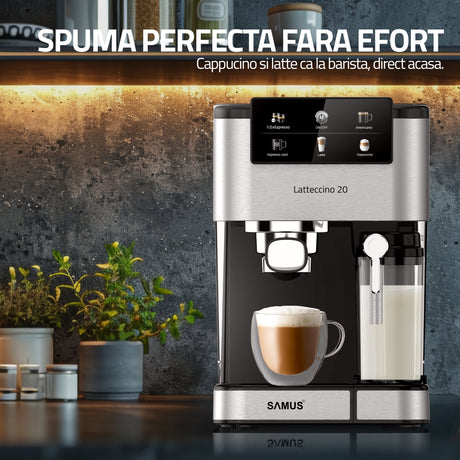 Espressor Manual Samus LATTECCINO 20 | 1350W, 1.5L, 20 bari, Inox