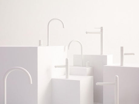 Roca Baterie lavoar Roca, Gama NU, incastrata, monocomanda, marime M, levier metalic PIN, cartus ceramic, fara set de evacuare, necesita corp instalare, glossy white, alb
