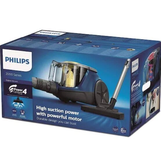 Philips Aspirator Philips fara sac Seria 2000, PowerCyclone 4, 850w, filtru de aer Super Clean, perie multifunctionala, design compact si usor, 9m lungime, Albastru