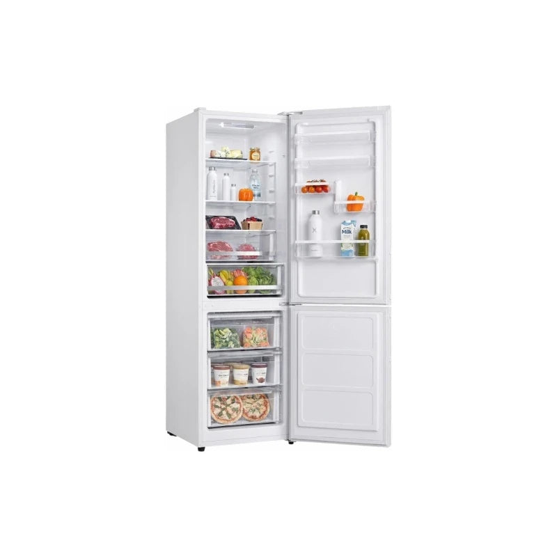 Combina frigorifica Total No Frost Daewoo, volum net 344 (235+109) litri , clasa E, Inverter display pe usa, Alb