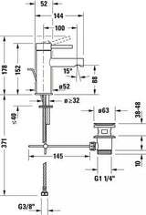Duravit Baterie lavoar Duravit, Circle single lever basin mixer S with pull-rod, monocomanda, marime S, cartus ceramic, set evacuare cu tija, crom