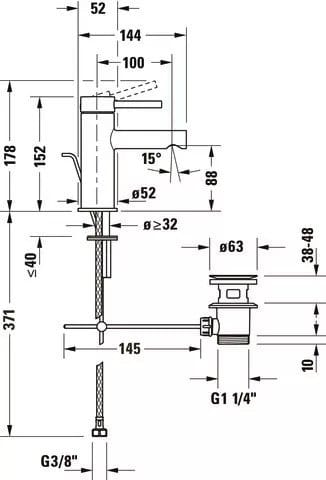 Duravit Baterie lavoar Duravit, Circle single lever basin mixer S with pull-rod, monocomanda, marime S, cartus ceramic, set evacuare cu tija, crom