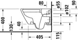 Duravit Vas wc Duravit, Toilet WM 540 mm D-Neo white, washdown, rimless, Durafix incl., suspendat, evacuare orizontala, fara capac (0021610000, 0021690000), alb