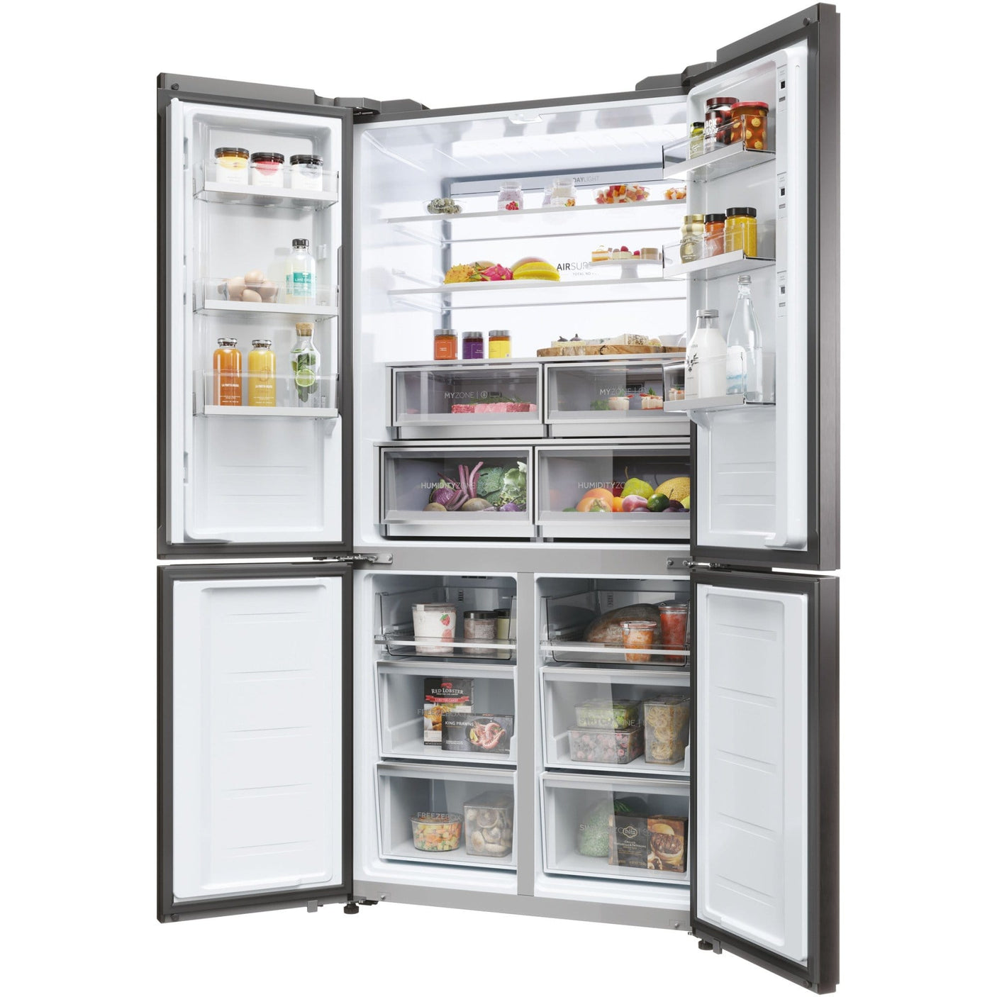 HAIER Side by side Cube Haier, 586 l, Total No Frost, Big Touch Display, Web browser, Switch zone, My Smart Home, Super Cooling, Super Freezing, My food Locator, My Inventory system, Clasa F, H 190 cm, Negru