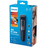 Philips Aparat de tuns barba si parul 9 in 1 Philips Multigroom, Lameac cu ascutire, Acumulator, 6 piepteni par fata si cap, Negru