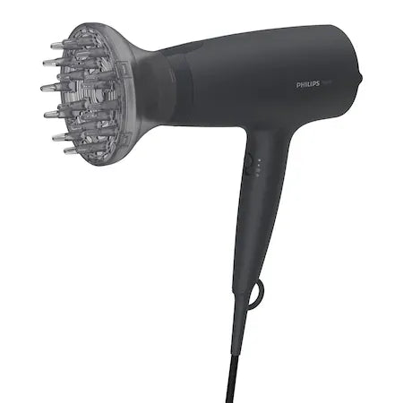 Philips Uscator de par Philips, 1600W, accesoriu Thermo Protect, 3 setari de viteza/temperatura, difuzor, Negru