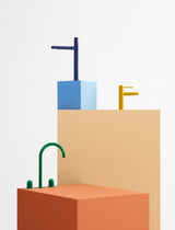Roca Baterie lavoar Roca, Gama NU, monocomanda, marime S, levier metalic DOME, cartus ceramic, fara set de evacuare, honey yellow, galben