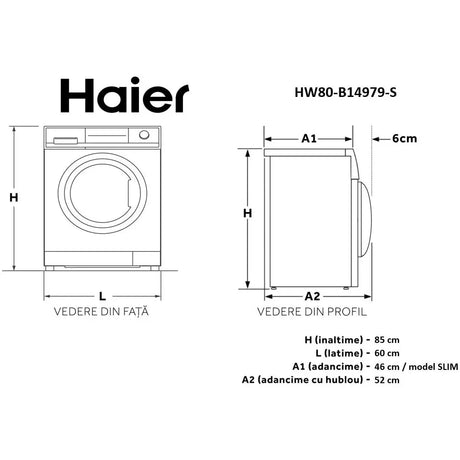 Haier Masina de spalat rufe Masina de spalat Haier HW80-B14979-S | 8kg, 1400rpm, A, Motor Direct Motion, Steam, 59.5x46x85cm