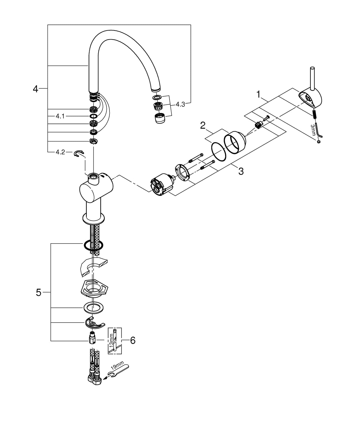 Grohe Baterie Baterie Bucatarie Grohe 32917000 | Minta, Monocomanda, Pipa Inalta, Crom