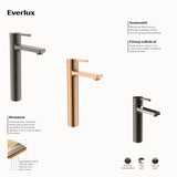 Roca Baterie lavoar Roca, Gama Naia, monocomanda, marime XL, levier metalic, cartus ceramic, fara set de evacuare, titanium black, negru