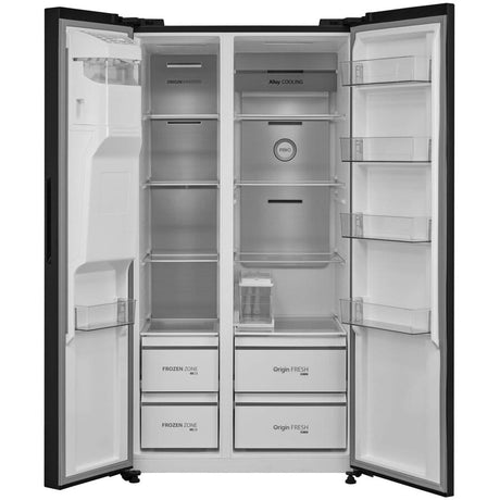 TOSHIBA Frigider Side by Side Toshiba 582 l (380+202), Clasa E, No Frost, Ice Maker 3 în 1, Wi‑Fi, Inox Negru