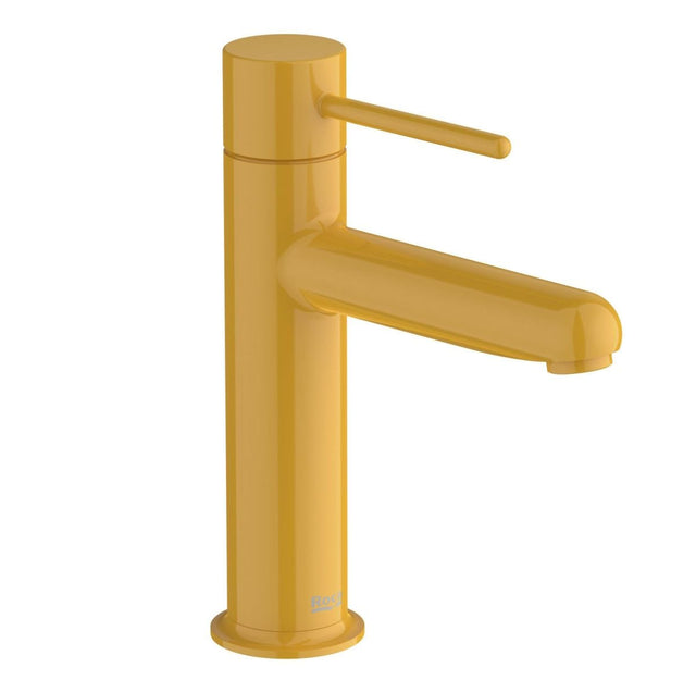 Roca Baterie lavoar Roca, Gama NU, monocomanda, marime S, levier metalic PIN, cartus ceramic, fara set de evacuare, honey yellow, galben